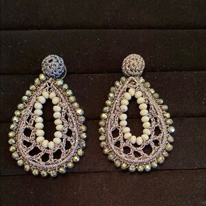 Elegant Silver and Gray Teardrop Earrings